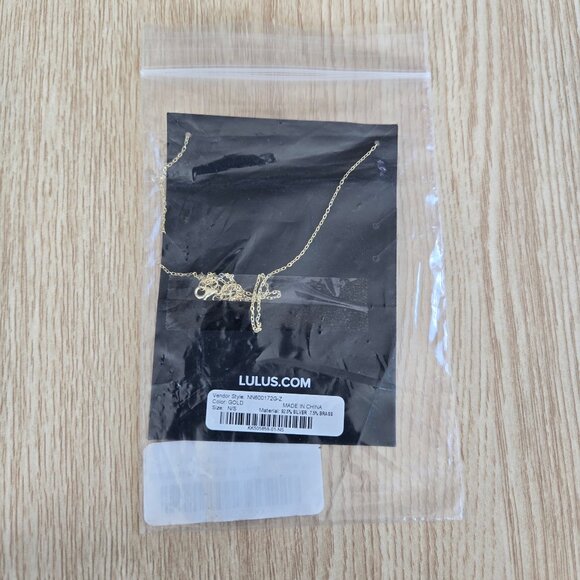 New Lulus Gold Rhinestone Drop Necklace Sterling Silver Chain Adjustable NWT - Picture 6 of 17